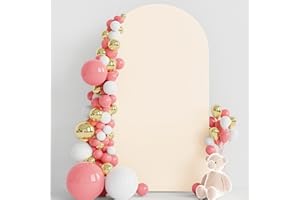 Wokceer 2,2 m Hochzeitsbogen-Abdeckung, Spandex, passgenaue Hochzeitsbogen-Ständer, runde Oberseite, Chiara-Bogen, Hintergrundabdeckung für Geburtstagsparty, Zeremonie, Bankett, Dekoration, Beige