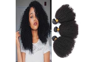 TNICE Tissage Bresilien Afro Kinky Curly Hair Tissage Cheveux Naturels 3 Bundles Tissage Bouclés Naturel Cheveux Humain Meche Brésilienne Vierge Humains Cheveux Couleur Naturelle (14 16 18 Pouces)