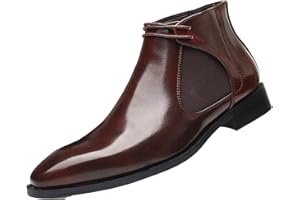 GENERIC11 Stivaletti Chelsea per Uomo Tinta Unita Impermeabile Slip-On Stringati Autunno Inverno Stivaletti Comfort Soft Bottom Business Office Stivali in Pelle