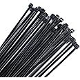 XhjzgcTech Zip Ties,500 Pcs 8 Inch Black Cable Zip Ties,Heavy Duty Self-Locking Cable Ties Wraps,High Tensile Strength Cable Wire Ties for Industrial Indoor and Outdoor Use,Home Office Garage Zip Ties