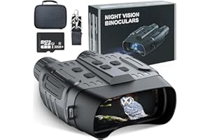 TKWSER Jumelle Vision Nocturne Infrarouge, Grand éCran pour la Chasse 100% Obscurité, Zoom Numérique 4X Portée 300M, 7 Gear Infrared, avec Carte Mémoire 32GB pour Le Stockage de Photos et de Vidéos