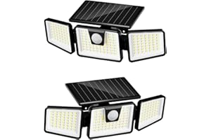 ‎FLOWOOD FLOWood 156LED Solarlampen für Außen, 360° Drehbare Solarleuchten für Außen mit Bewegungsmelder, IP65 Wasserdichte 270° Beleuchtungswinkel, Solar Wandleuchte Aussen für Garten Veranda Garage, 2 Stück