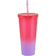 Royalford 700ml Modern Insulated Tumbler with Straw & Lid RF12152 Hot and Cold Stainless Steel for Water, Iced Tea or Coffee, Smoothie Color Gradient 24oz
