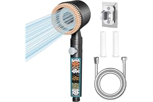 JOEJONI Wysokociśnieniowa słuchawka prysznicowa z filtrem, oszczędzająca wodę głowica prysznicowa z wężem, wysokociśnieniowa słuchawka prysznicowa z 5+1 rodzajami strumienia, do usuwania twardej wody,