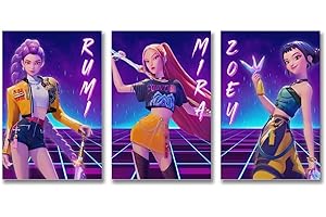 QLVHZGRND A Set Of 3 KPop Demon Poster Hunters Movie Animated Musical Film Affiche Décoration Peinture Toile Mur Art Salon Affiche Chambre Peinture Anniversaire Vacances Cadeau 08x12inch(20x30cm)-3pcs