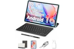 TECLAST P30CASE Tablet 10 Pulgadas Android 16, 2.0 GHz Octa-Core Tableta,12GB RAM,128GB ROM(TF 1TB),6000mAh/Widevine L1/5G WiFi/BT5.0/Facial ID/GPS/3.5mm Auriculares/Tablets con Teclado y Funda,Stylus