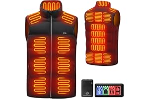 XINSONYUELL Beheizbare Weste für Herren und Damen mit Powerbank, 3 Einstellbar Temperatur, 13 Zonen Heizung, Verstellbar Eletriksche Heizweste mit Akku für Winter