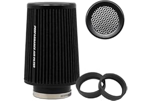JOURNDREAM Universal kegelförmiger Luftfilter 76 mm 89 mm 101 mm hochleistungs Einlass Lufteinlass Rundkegel Luftfilter Reiniger für Racing Sport Auto 3 Größen in einem (black-big)