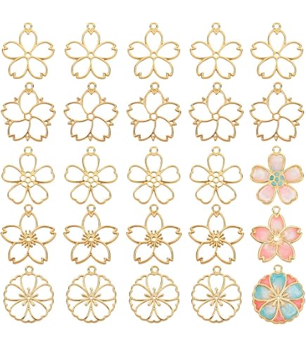 SUNNYCLUE Breloques Fleurs Creuses Argentées - 50 Pièces Pour Création Bijoux DIY