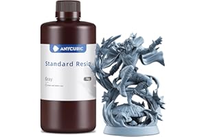 ANYCUBIC Resina Stampante 3D, Resine Standard Fotopolimerizzante UV 405 nm con Alta Precisione, Eccellente Fluidità e Solidificare Rapida per stampanti 3D 4K/8K LCD/DLP/SLA (Grigio, 1kg)