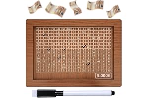 Axingqiwu Spardose Holz mit Zähler, Sparschwein mit Marker, Wiederverwendbare mit Sparziel und Zahlen zum Ankreuzen, Hilft Kinder die Gewohnheit zum Sparen Goalsaver Box