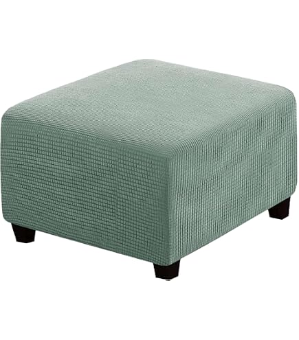 Adadvo Housse De Pouf Ottoman Rectangulaire Élastique – Protection Meuble Extensible – Tailles Variées (G6 80-90x65-75x25-35 Cm)