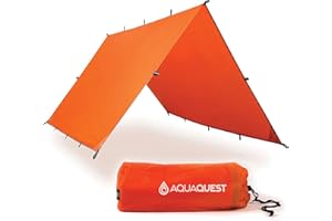 AquaQuest Survivor 3x3 m Tarp - Lightweight Sil Nylon Shelter - Heavy Duty, Reflective, Compact, Versatile, Waterproof - Orange