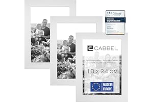 CABBEL Podwójny zestaw 3 ramek na zdjęcia, 18 x 24 cm, mocne ramki z płyty MDF, białe, z nietłukącym się szkłem pleksi, do zawieszenia i postawienia, idealne do zdjęć, obrazów, kolażu