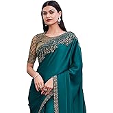 AKHILAM Women's Chiffon Embellished Saree With Unstitched Blouse Piece(SILVER29001_TFH_Parent)