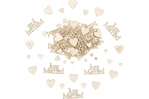 ParPix Pack of 80 Wooden Confetti Wedding Decoration, Table Decoration Wedding, Heart Confetti Wedding, Just Married Wedding Confetti, Wedding Decoration Table, Wooden Hearts Decoration Wedding,