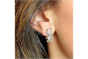 Dervivea Boho Teschio Scheletro Orecchio Giacca Orecchini Argento Teschio Orecchini Teschio Faccia Orecchini Gotico Halloween Orecchini Scheletro Orecchini Gioielli Per Le Donne E Le Ragazze