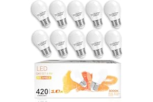 Aigostar -10 x E27 Bombilla LED G45, Casquillo Gordo 5W, Bajo Consumo, 420lm, Luz Calida 3000K, Ahorro de Energía, No Regulable - Caja de 10 unidades