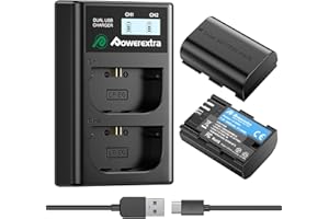 Powerextra LP-E6NH Baterías de Alta Capacidad 2950mAh y Cargador USB Compatible con LP E6 R5 R6 90D 60D 70D 80D 5D IV 6D, 6D II 7D