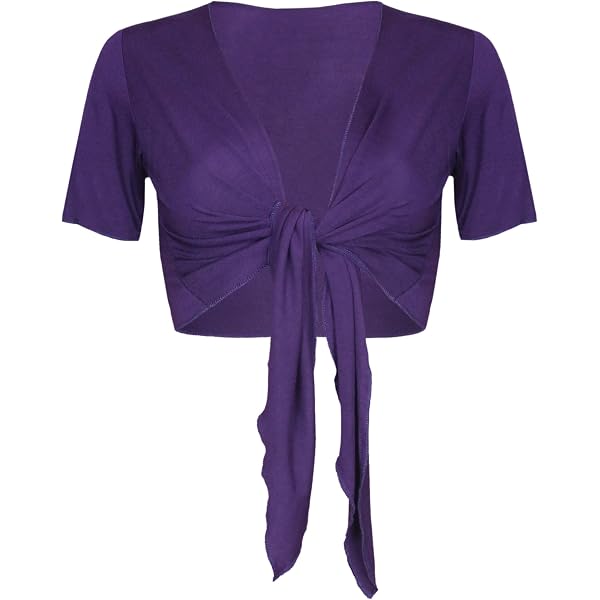 Boléro Femme Manches Courtes - Attache Devant Réglable - Tissu Doux Extensible - Longueur 37 Cm - Style épaulette