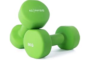 ‎KG PHYSIO KG Physio Hantelset mit A3-Übungsposter - Neopren Kurzhanteln 2er Set - Fitness Gewichte aus Gusseisen - Gewichte Hantel Set, Schweißabweisendes Kurzhantelset für Frauen und Männer - Hanteln