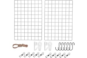 WUZILIN Ulepszona kratka ścienna, "zrób to sam", żelazna kratka na ścianę, dekoracja, tablica do przypinania, tablica na zdjęcia rodzinne, do kuchni, biura itd. 2 szt. (45 x 65 cm)