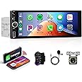 Rimoody Single Din Touchscreen Car Stereo Wireless Carplay Android Auto, 6.86 inch Car Radio with Bluetooth 5.0 Mirror Link FM/EQ USB/AUX/TF/SWC/MIC Car Audio Receiver with Backup Camera