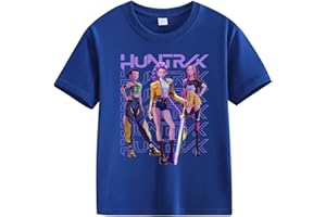 Générique K-Pop D-Emon Hunters T-Shirt Ample à Manches Bouffantes Et Col Rond Pour Filles T-Shirts Avec énonciations Drôles Style Streetwear Crop Top Cosplay Halloween Party Mode Fille Et Ado 2-13 Ans