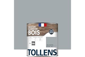 Tollens - Peinture extérieure bois 2 en 1 - Ultra Résistante - Finition Satin - Laque Riche en Résine - Pour Toute Boiserie Extérieure - Sans Sous-Couche - Satin - Gris Fenêtre - 2L = 32m2