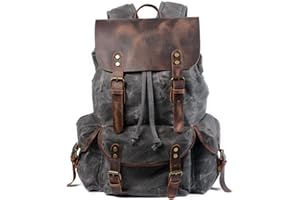 FANDARE Mochila de Senderismo Lienzo Mochilas de Marcha Mochilas de Ciclismo Trekking al Aire Libre Bolsa de Cuerda para Viaje Excursionismo Caminatas Acampadas o Uso Diari DaypacksVerde Gris