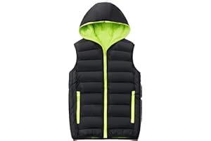 LAUSONS Chaleco Acolchado para Niños Invierno Cálido Niño Sin Mangas Chaqueta con Capucha