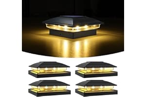 VOLISUN Solar Post Lights 4 Pack, 2 Lighting Modes Solar Post Cap Lights Outdoor, IP64 Waterproof, Fence Post Lights Solar Powered for 5×5 4×4 3.5×3.5 inch Wood/Vinyl Garden Posts Deck Patio(Black)