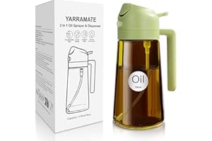 YARRAMATE Dispensador de Aceite de Oliva Juego con Scuro Protezione Dalla Luce, 470ml 2 en 1 Spray de Cocina, Ámbar Pulverizador de Aceite de Calidad Alimentaria para Cocina (Verde)