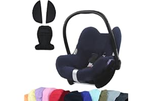 BAMBINIWELT24 BAMBINIWELT KOMBI-ANGEBOT Sommerbezug, Schonbezug, Bezug aus Frottee + Gurtpolster für Maxi Cosi CabrioFix (marine + schwarz)