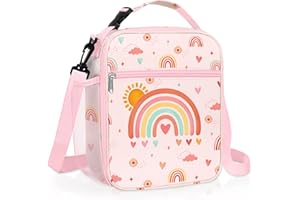 Clastyle Rainbow Insulated Lunch Bag Large Thermal Cooler Bag for Girl Picnic Lunch Box Tote, Rainbow Sun