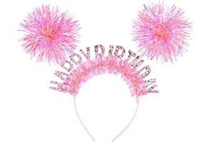 Bewudy Happy Birthday Headband, Birthday Headband for Women, Birthday Crown, Hair Loop Cosplay Crazy Hair Day Accessories for Girls Birthday Gifts for Women Pink Accessories (Pink)