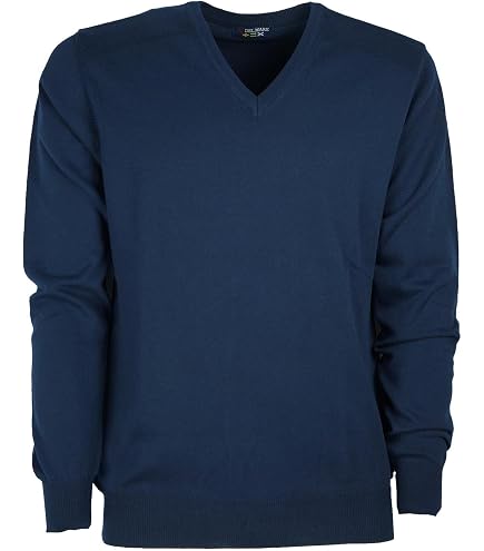Pullover Uomo Manica Lunga In Cotone E Acrilico - Scollo A V, Tessuto Nido D'Ape, Made In Italy