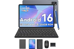 TABWEE Android 16 Tablet with Keyboard and Stylus Pen, 24GB RAM+256GB ROM | Tablet for Work and Study, Octa-core, Gemini AI, 10 inch Eye Care Display, Widevine L1, Face ID, GPS (4 Years Warranty)