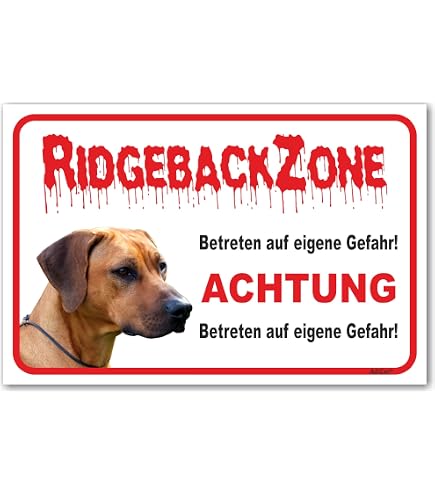 AdriLeo Warnschild „Vorsicht Rhodesian Ridgeback“ – 40x60 Cm, Alu-Verbund, UV-beständig, Wetterfest