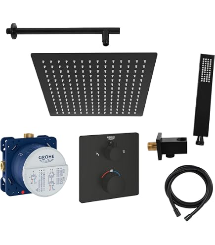 Vanvilla Duschsystem Set Mit Grohe Eurocube Armatur & Regendusche - Unterputz, Poliert, Inkl. Handbrause & Zubehör
