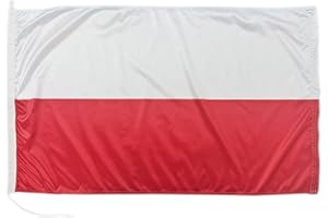 PANDIUI23 Bandera de Polonia para barcos de 60 x 90 cm. Peso de la tela impresa, resistente con punto y lazo de bandera náutica de 60 x 90 cm (Polonia)