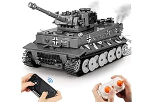 URGEAR Tiger Tank blocchi da costruzione - Modello Militare della WWII Ricaricabile Esercito RC Giocattolo con Telecomando e Controllo App Technic Set per Adulti e Bambini 8+