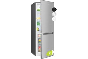 Bomann, Frigo e Congelatore in Acciaio Inox 173 L KG7359 - Frigo 121 L, Congelatore 52 L, Illuminazione LED, Controllo Temperatura, Allarme Apertura, Risparmio Energetico, Dimensioni 142,5x49,5x56 cm
