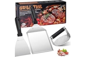 univinlions Barbecue Burger Set,Großer Grillspatel,5,5 Zoll Burgerpresse,Professioneller Pfannenwender Edelstahl,Burger Smasher für Pattie,Grill Werkzeug Outdoor und Indoor