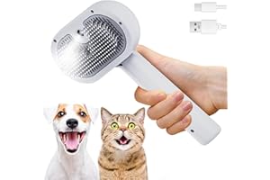SYLSWX Steamy Cat Brush 3 en 1 Cepillo de Vapor para Gatos y Perros - Masaje, Autolimpiante, Quitapelos para Mascotas