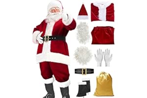 Generisch Weihnachtsmann Kostüm Herren Damen Nikolaus Kostüme mit Bart Maske Lustig Santa Clause Nikolauskostüm Weihnachtsmannkostüm Outdoor Erwachsene Weihnachts Anzug Party Cosplay Outfits Anzüge