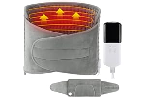 CAUTIOUS Coussin Chauffant Électrique 122x30cm Ceinture Chauffante Lombaire 10 Niveaux de Température 38-60℃ Ceinture Chauffante Dos 4 Réglages de Minuterie Coussin Chauffant Regle Douloureuse(Gris)