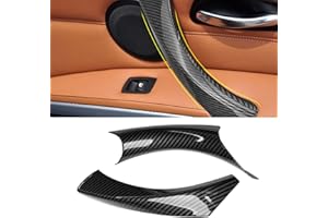 TTCR-II 2PCS Sin Desmontaje Compatible con Manija de Puerta BMW Series 3 E90 E91 E92 E93 316 318 320 323 325 328 2005-2011, E90 Tiradores interiores con Clip E91 Manija Derecho del Pasajero-Carbono