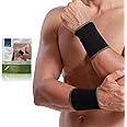 Neotech Care Wrist Band Support Sleeve - Elastic & Breathable Knitted Fabric Compression Brace - for Tennis, Gym, Sport, Tendonitis (Black Colour, Size S, 1 Pair)