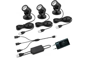 Monsing Mini LED-strålkastare inomhus, 2 W USB, 360 graders roterbar smart